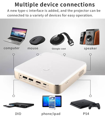 ミニS350 1080P フルHD DLP 4K 3D ホームシアター プロジェクター WIFI Android 9 内蔵バッテリー