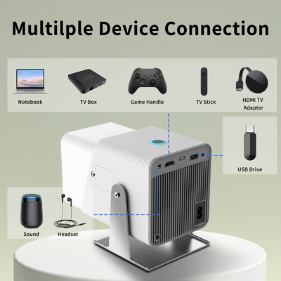 FY360 4K HD スマートLCDプロジェクター 高明度のホームシアターレーザー Android 11.0 BT5.2 内蔵ステレオサウンドとUSプラグ