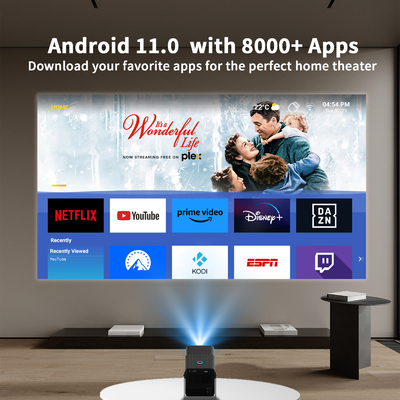 FY360 4K HD スマートLCDプロジェクター 高明度のホームシアターレーザー Android 11.0 BT5.2 内蔵ステレオサウンドとUSプラグ