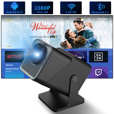FY360 4K HD スマートLCDプロジェクター 高明度のホームシアターレーザー Android 11.0 BT5.2 内蔵ステレオサウンドとUSプラグ