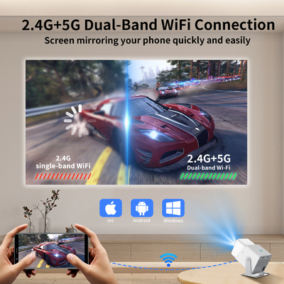 FY360 4K HD スマートLCDプロジェクター 高明度のホームシアターレーザー Android 11.0 BT5.2 内蔵ステレオサウンドとUSプラグ