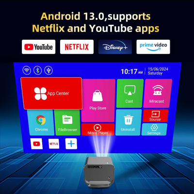 FLYIN P20 Pro 4K 350Lms 1080P フルHD プロジェクター オートフォーカスレンズ LCDランプ Android 13 エアプレイ ポータブルホームシアター使用