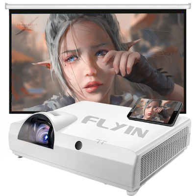 Flyin-C90SW+ 4200 ルーメン WXGA 3LCD レーザー短焦点プロジェクター Android 内蔵 5000000:1 コントラスト教育ビジネス向け